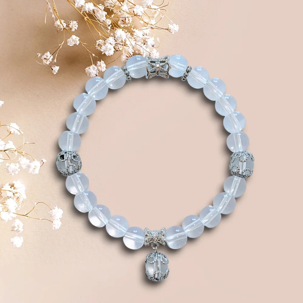 Clear Quartz Bracelet With Charm - Picture 2 of 10